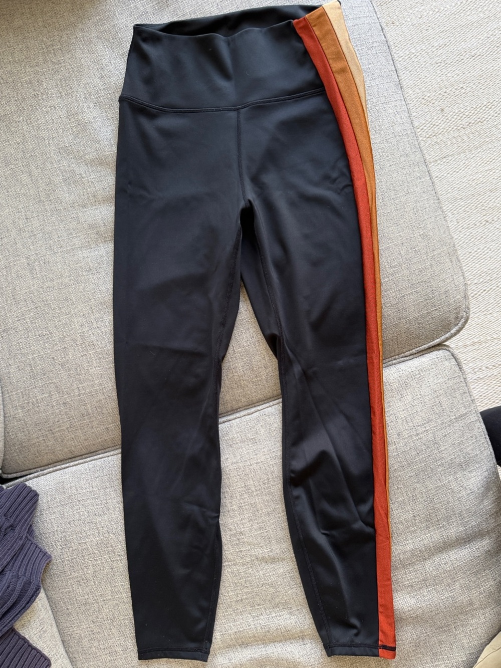 Black IVL Leggings with Rust and Camel Side Stripes